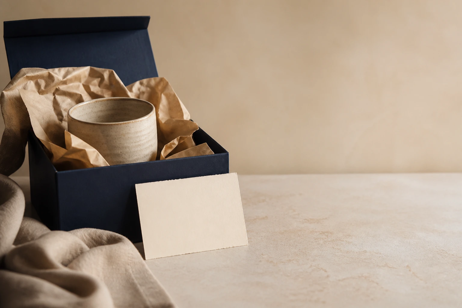 TENMOKU ATELIER gift box, handmade cup, and handwritten note