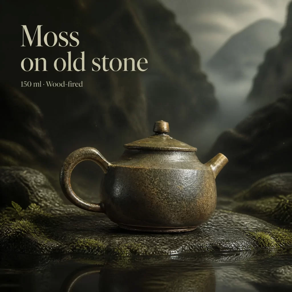Wood-Fired Jian Zhan Teapot — Longyuan, Fine-Clay, Strong Ash Character, Moss-Like Ash Texture, 150 ml