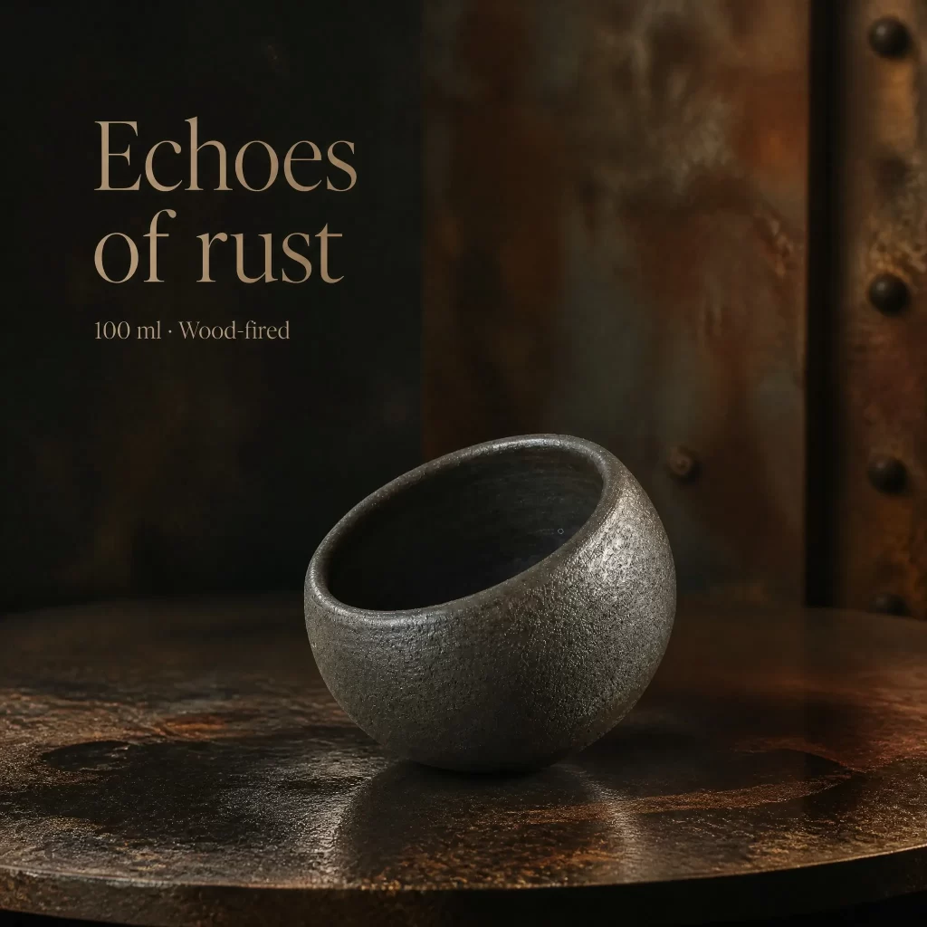 Wood-Fired Jian Zhan Tea Cup — Iron-Clay, Rust-Toned Ash Glaze, Natural Ash Variation, 100 ml