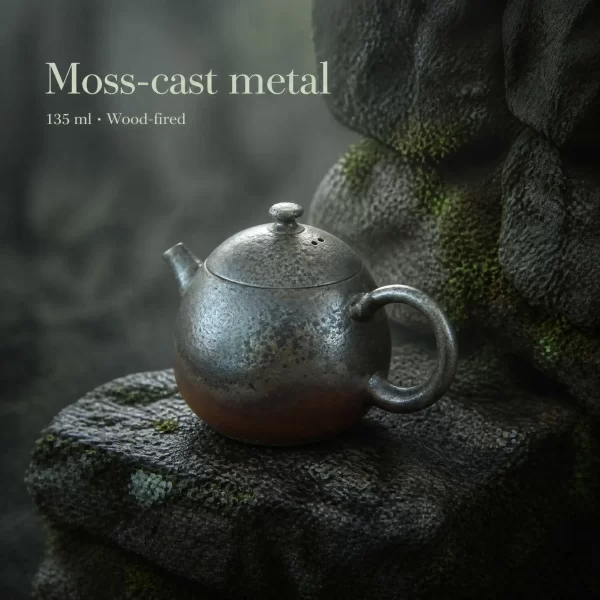 Wood-Fired Jian Zhan Teapot — Qiyi, Fine-Clay, Strong Ash Glaze Color, Moss-Like Texture, 135 ml glaze