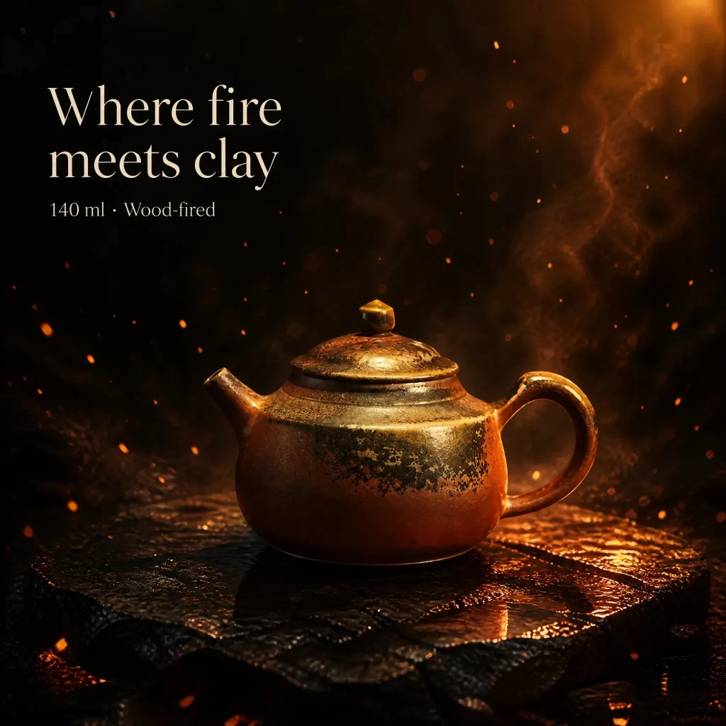 Wood-Fired Jian Zhan Teapot — Longyuan, Fine-Clay, Vivid Fire Tones, High-Contrast Fire Tones, 140 ml