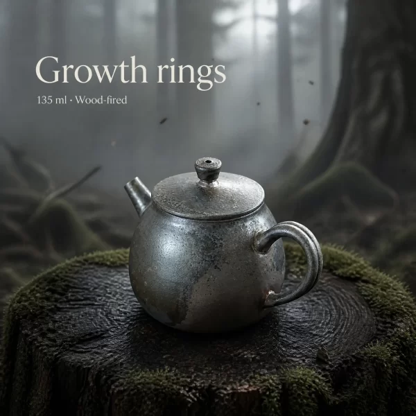 Wood-Fired Jian Zhan Teapot — Heng, Fine-Clay, Strong Ash Character, Bark-Like Texture, 135 ml