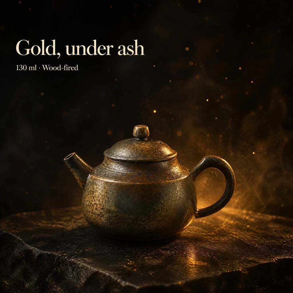 Wood-Fired Jian Zhan Teapot — Longyuan, Fine-Clay, Heavy Natural Ash, Natural Ash Variation, 130 ml