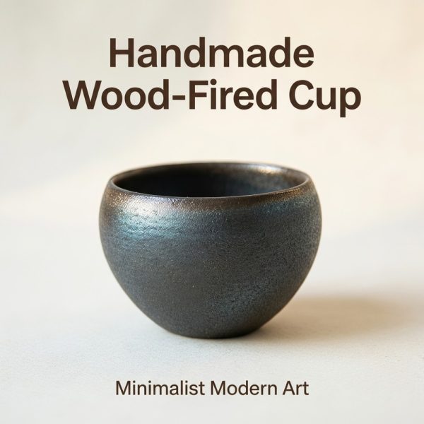 Handmade Wood-Fired Iron Clay Teacup, 85cc Minimalist Modern Small Tea Cup