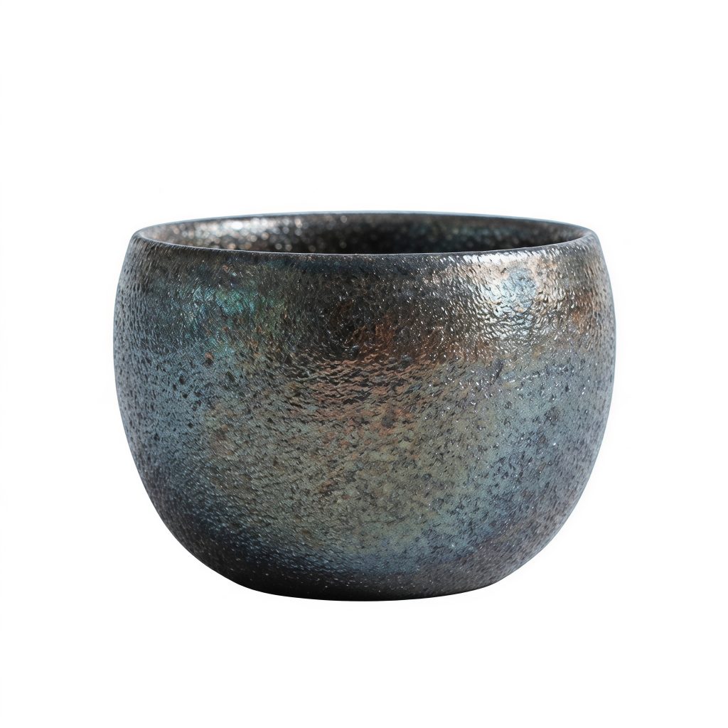Handmade Shiba-style grilled teacup, iron clay body, 70cc detail 2