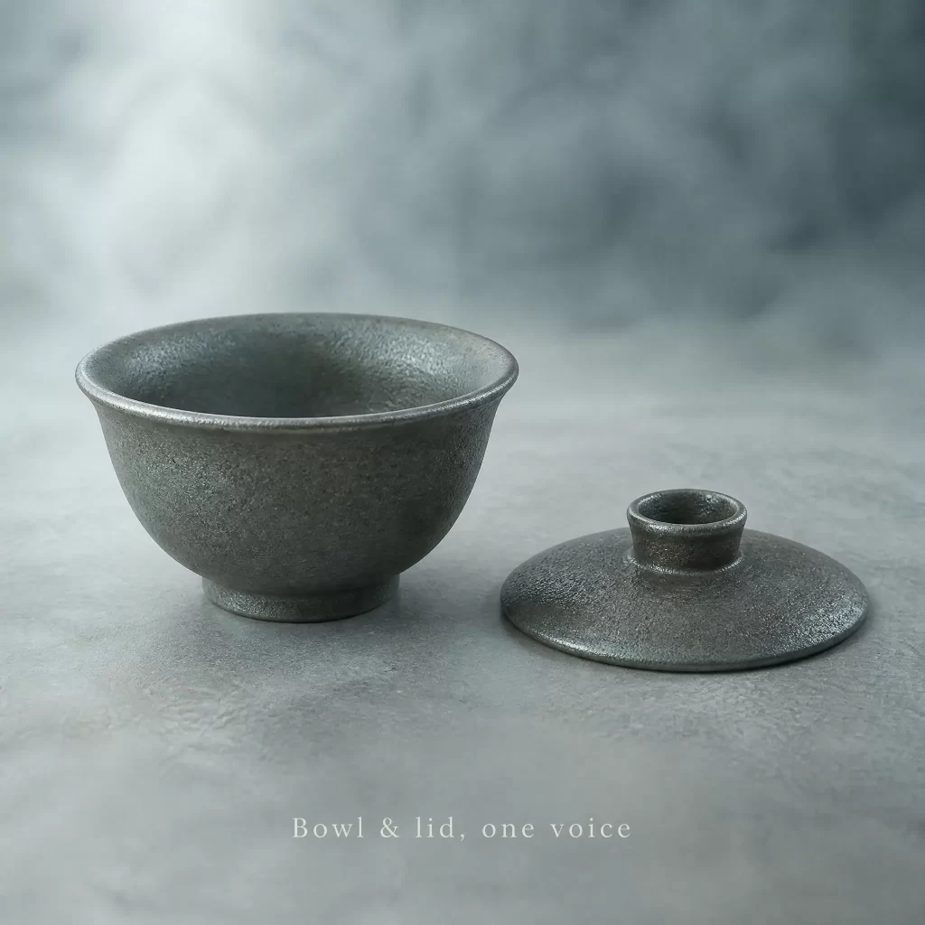 Wood-Fired Jian Zhan Gaiwan — Iron-Clay, Natural Ash Variation, 145 ml detail 2