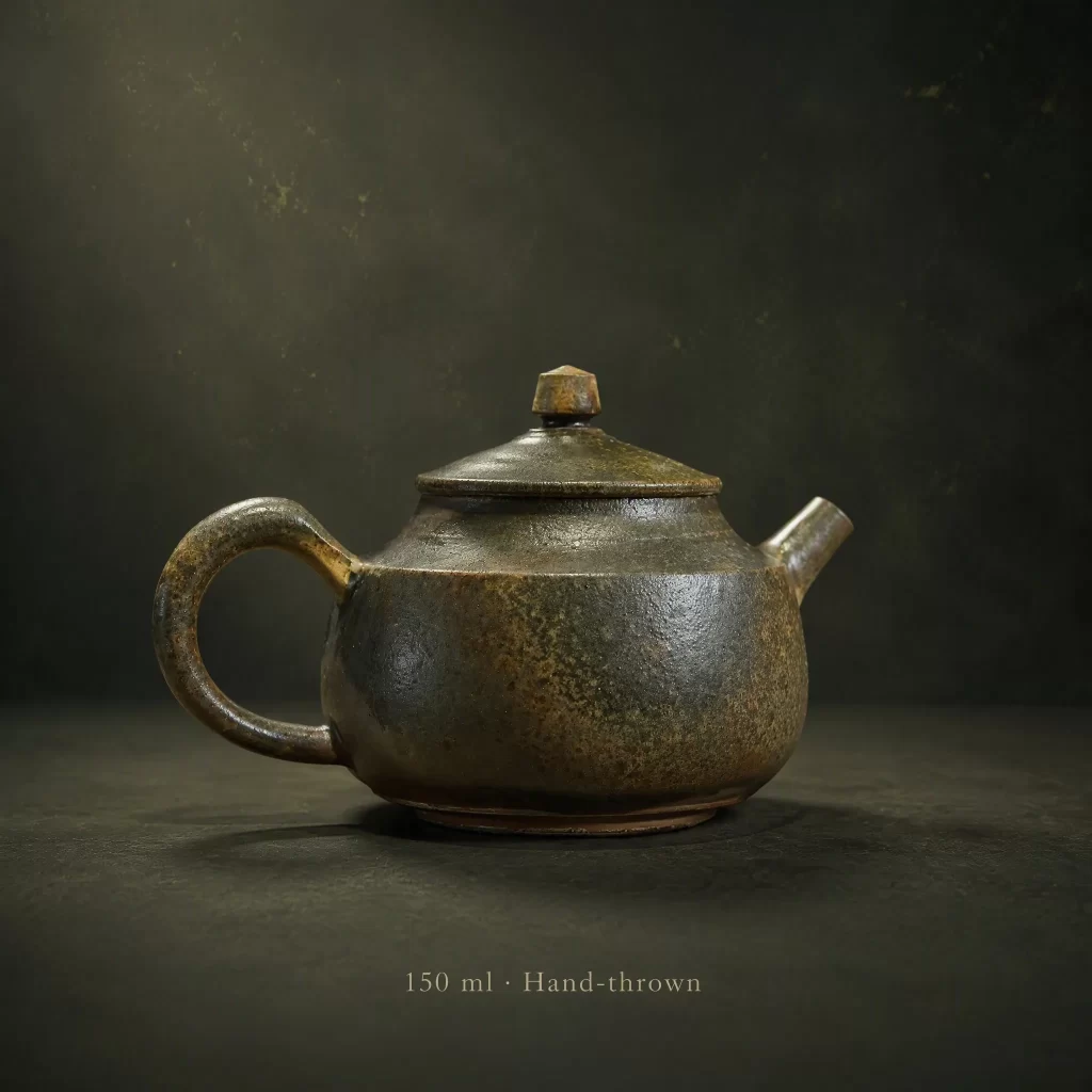 Wood-Fired Jian Zhan Teapot — Longyuan, Fine-Clay, Strong Ash Character, Moss-Like Ash Texture, 150 ml detail 2