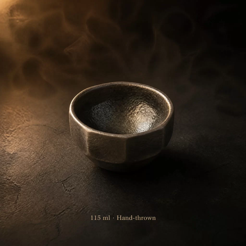 Wood-Fired Jian Zhan Tea Cup — Iron-Clay, Gold-And-Silver Ash Glaze, Flowing Glaze, 115 ml detail 2