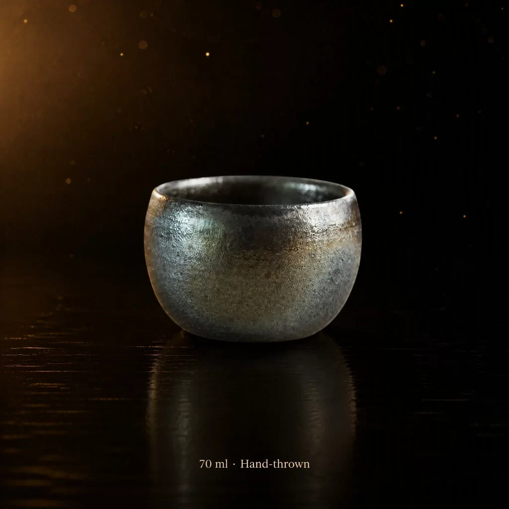 Wood-Fired Jian Zhan Tea Cup — Iron-Clay, Gold-Accented Ash Glaze, Refined Character, 70 ml detail 2