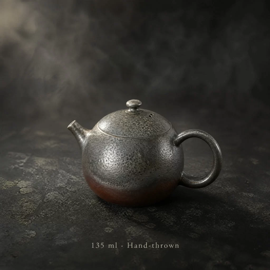Wood-Fired Jian Zhan Teapot — Qiyi, Fine-Clay, Strong Ash Glaze Color, Moss-Like Texture, 135 ml detail 2