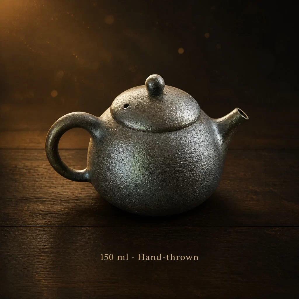 Wood-Fired Jian Zhan Teapot — Qingyang, Iron-Clay, Golden Lustrous Glaze, 150 ml detail 2