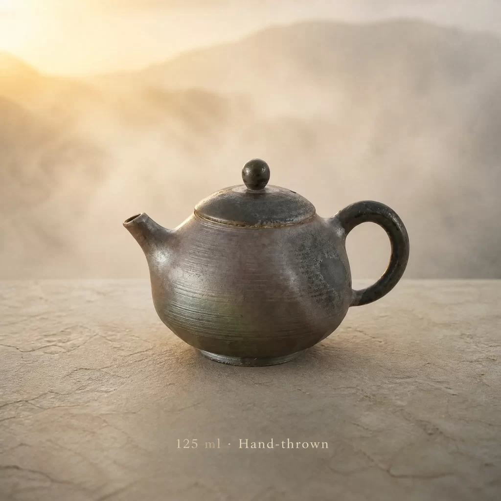 Wood-Fired Jian Zhan Teapot — Qingyang, Fine-Clay, Natural Ash Variation, 125 ml detail 2