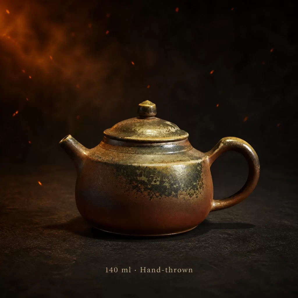 Wood-Fired Jian Zhan Teapot — Longyuan, Fine-Clay, Vivid Fire Tones, High-Contrast Fire Tones, 140 ml detail 2