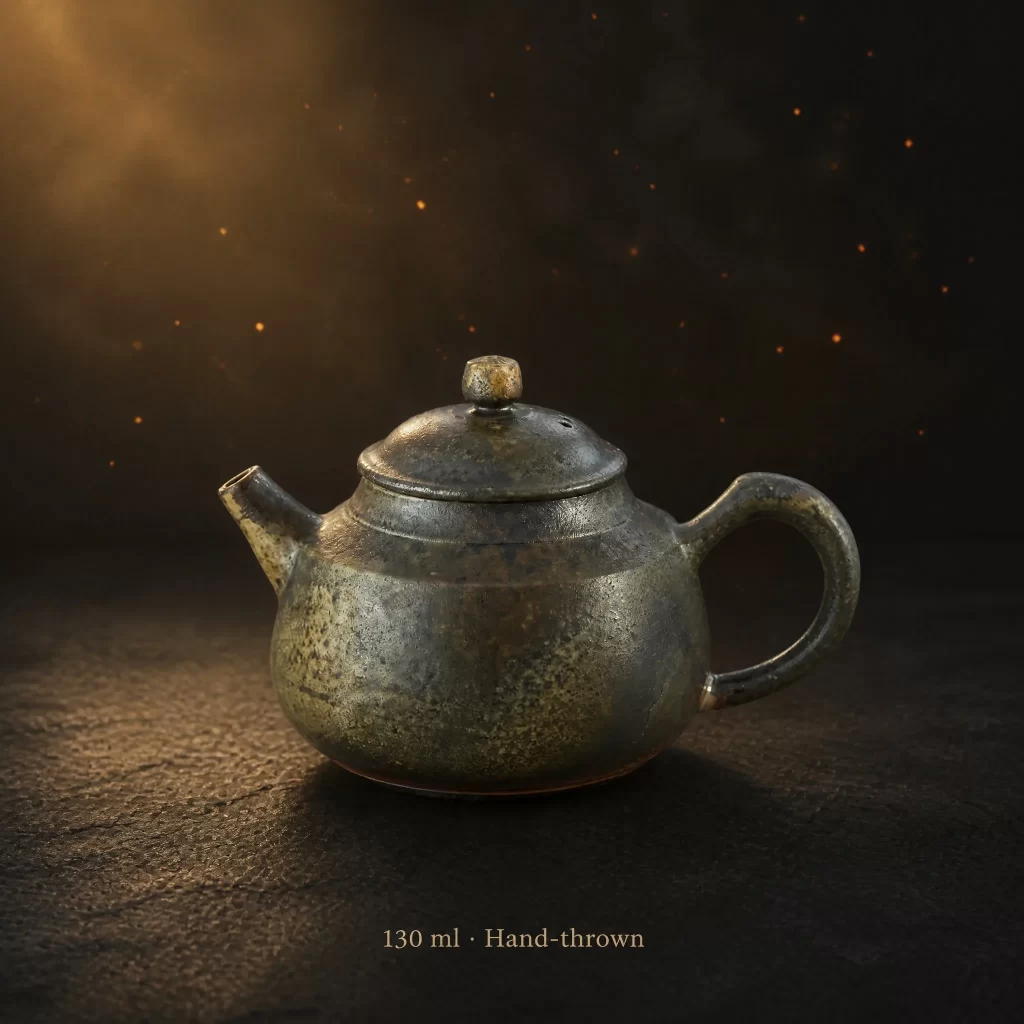Wood-Fired Jian Zhan Teapot — Longyuan, Fine-Clay, Heavy Natural Ash, Natural Ash Variation, 130 ml detail 2