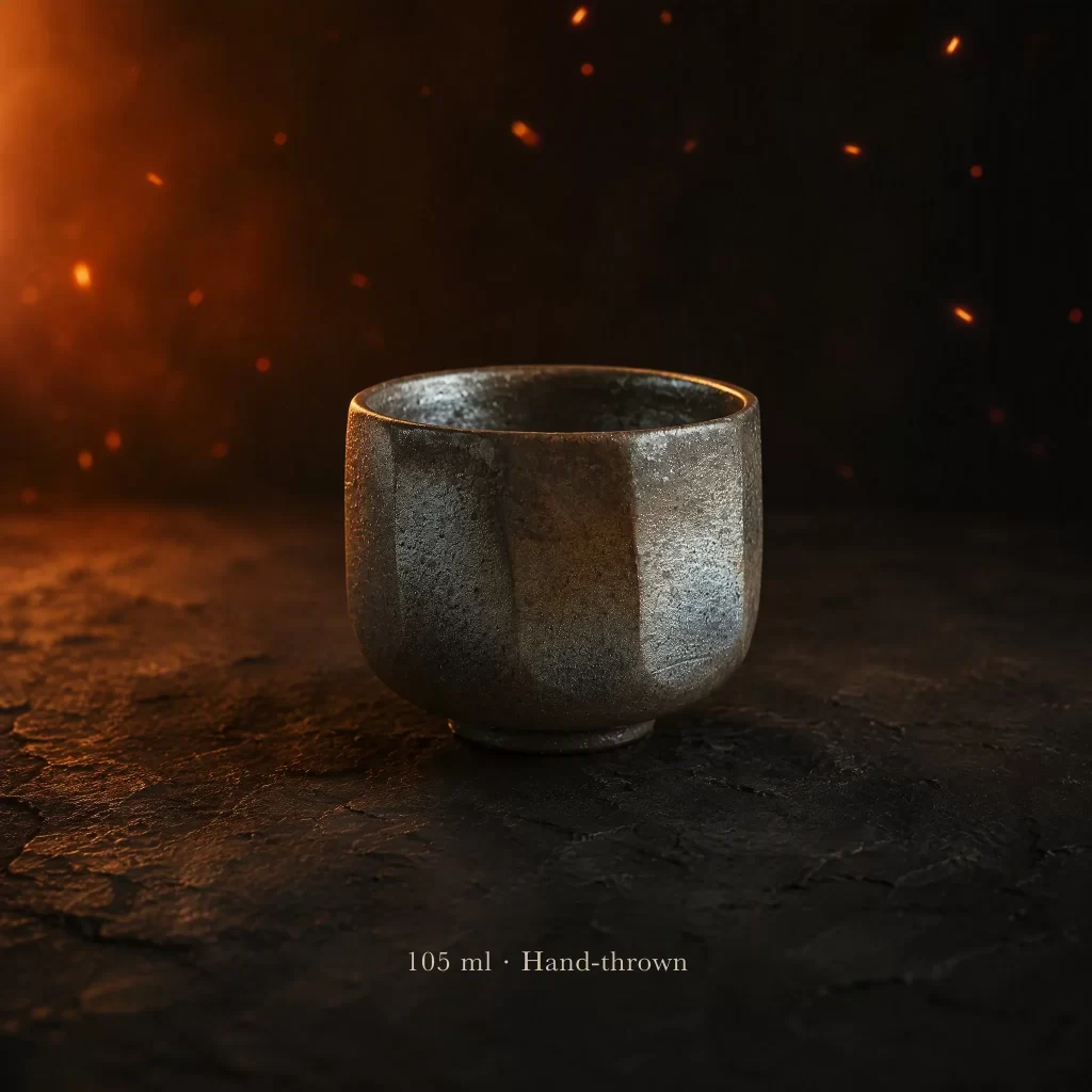 Wood-Fired Jian Zhan Tea Cup — Iron-Clay, Gold-And-Silver Ash Glaze, Fire-Toned Ash Glaze, 105 ml detail 2