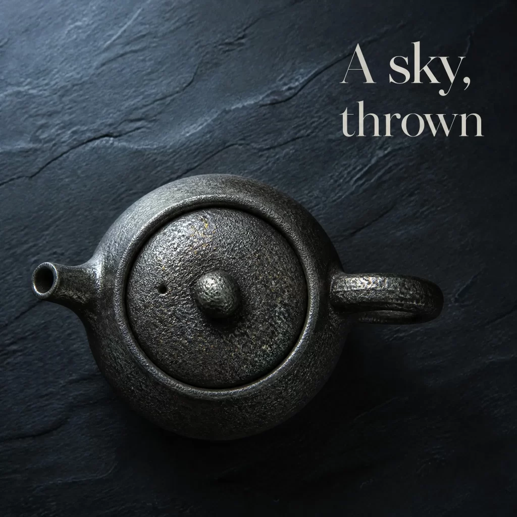 Handmade Wood-Fired Teapot | "Starry Night" Dark Metallic Ash Glaze & Inner Fire Marks, 200 ml detail 3