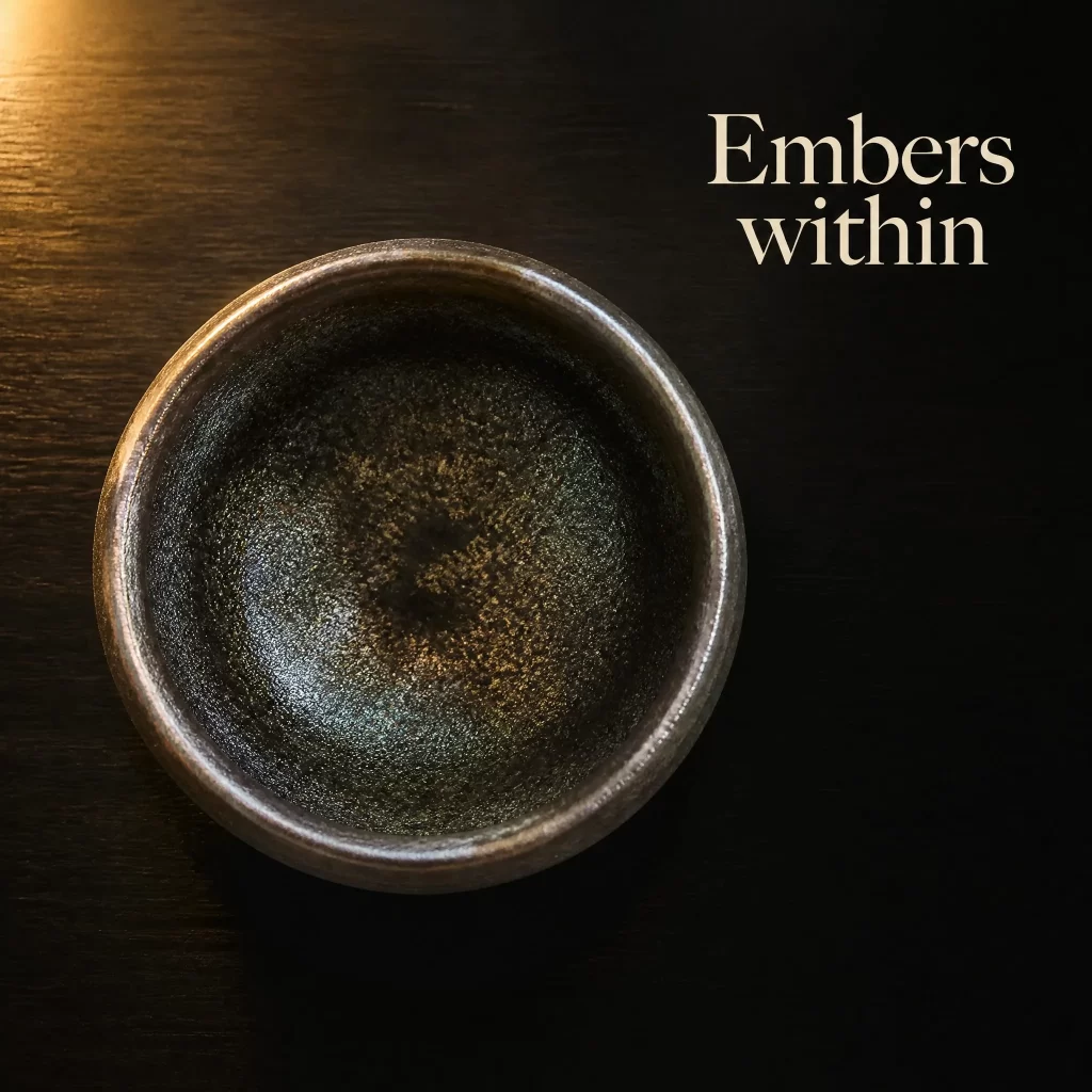 Wood-Fired Jian Zhan Tea Cup — Iron-Clay, Gold-Accented Ash Glaze, Refined Character, 70 ml detail 3