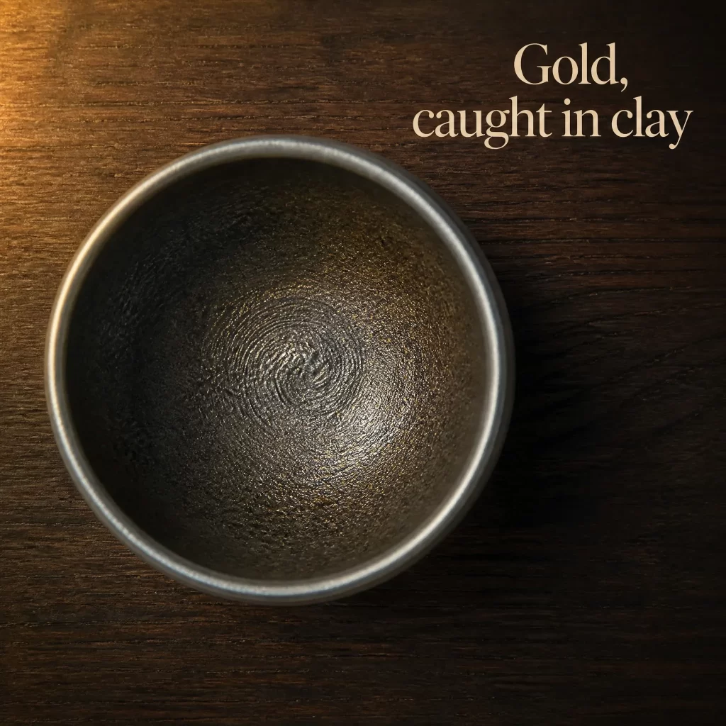 Wood-Fired Jian Zhan Tea Cup — Iron-Clay, Gold-Accented Ash Glaze, Grounded, Understated Character, 100 ml detail 3