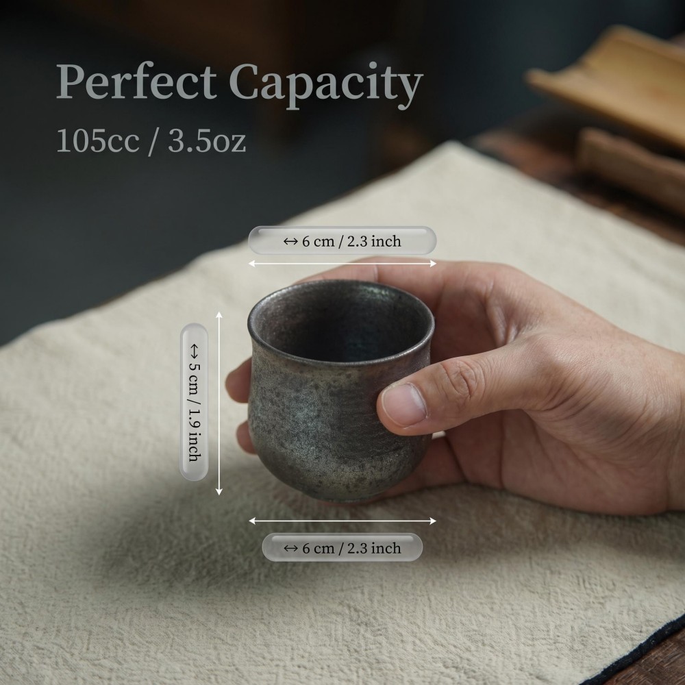 Handmade Wood Fired Tea Cup, Iron Body Clay, 105cc detail 3