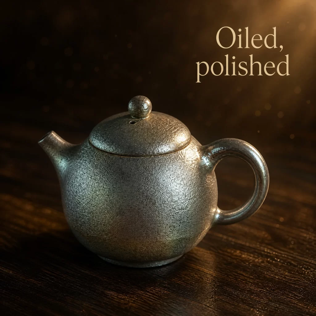 Wood-Fired Jian Zhan Teapot — Qingyang, Iron-Clay, Golden Lustrous Glaze, 150 ml detail 4