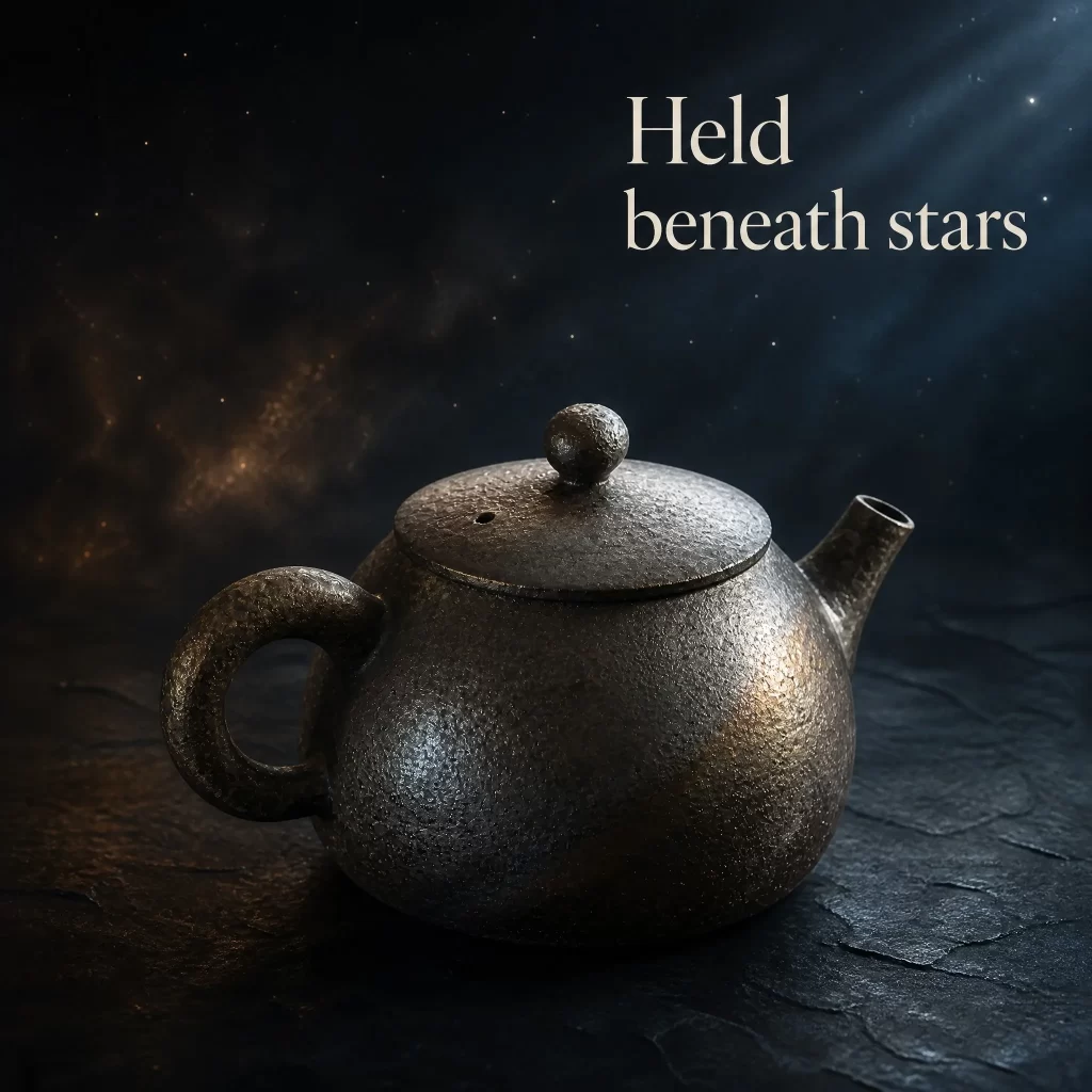 Handmade Wood-Fired Teapot | "Starry Night" Dark Metallic Ash Glaze & Inner Fire Marks, 200 ml detail 4
