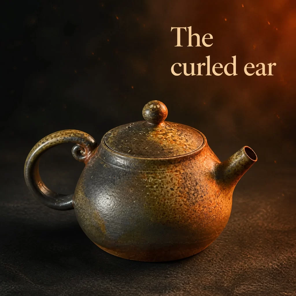 Handmade Wood-Fired Teapot | Natural Ash Glaze & Dramatic Fire Marks, Contrasting Metallic Rust Finish, 160 ml detail 4