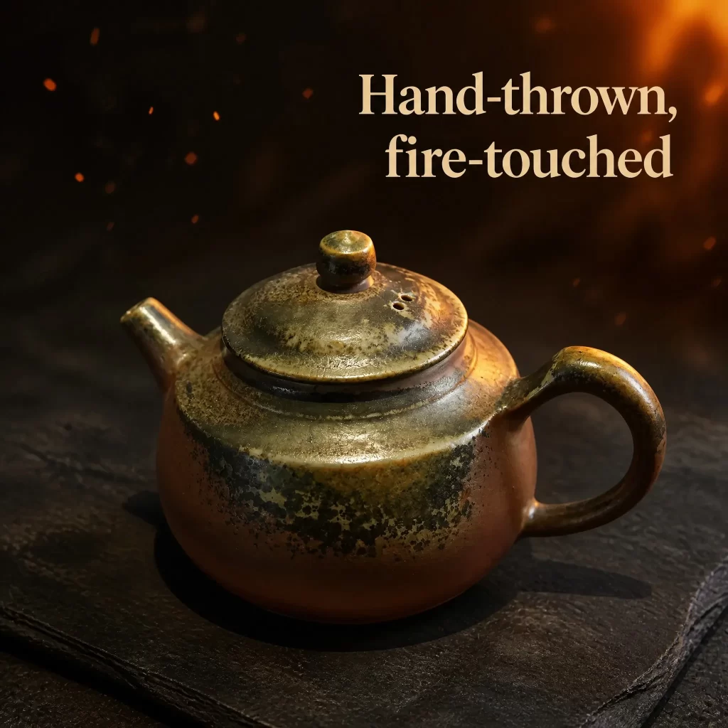 Wood-Fired Jian Zhan Teapot — Longyuan, Fine-Clay, Vivid Fire Tones, High-Contrast Fire Tones, 140 ml detail 4