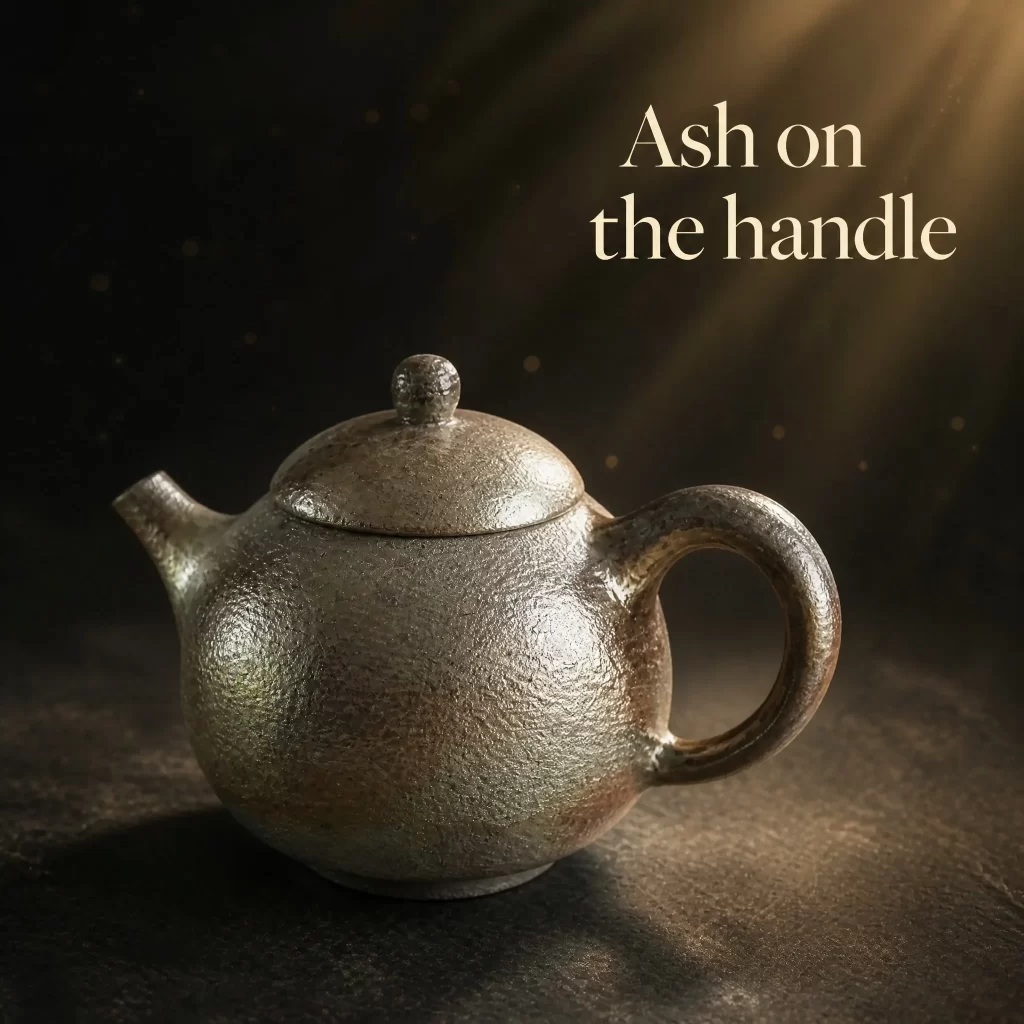 Wood-Fired Jian Zhan Teapot — Qingyang, Iron-Clay, Golden Lustrous Glaze, Natural Ash Variation, 170 ml detail 4