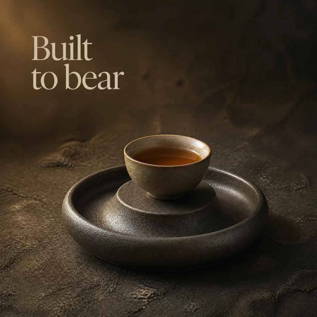 Wood-Fired Jian Zhan Teapot Stand — Rustic Rust Ash, 15 cm detail 4