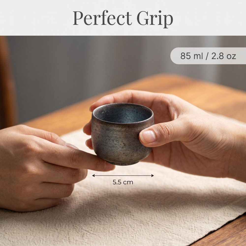 Handmade Chai Kiln Teacup, 85cc Iron Clay Small Tea Cup detail 4