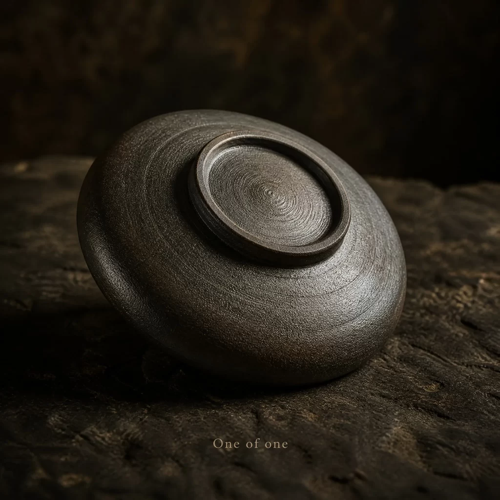 Wood-Fired Jian Zhan Teapot Stand — Rustic Rust Ash, 15 cm detail 5