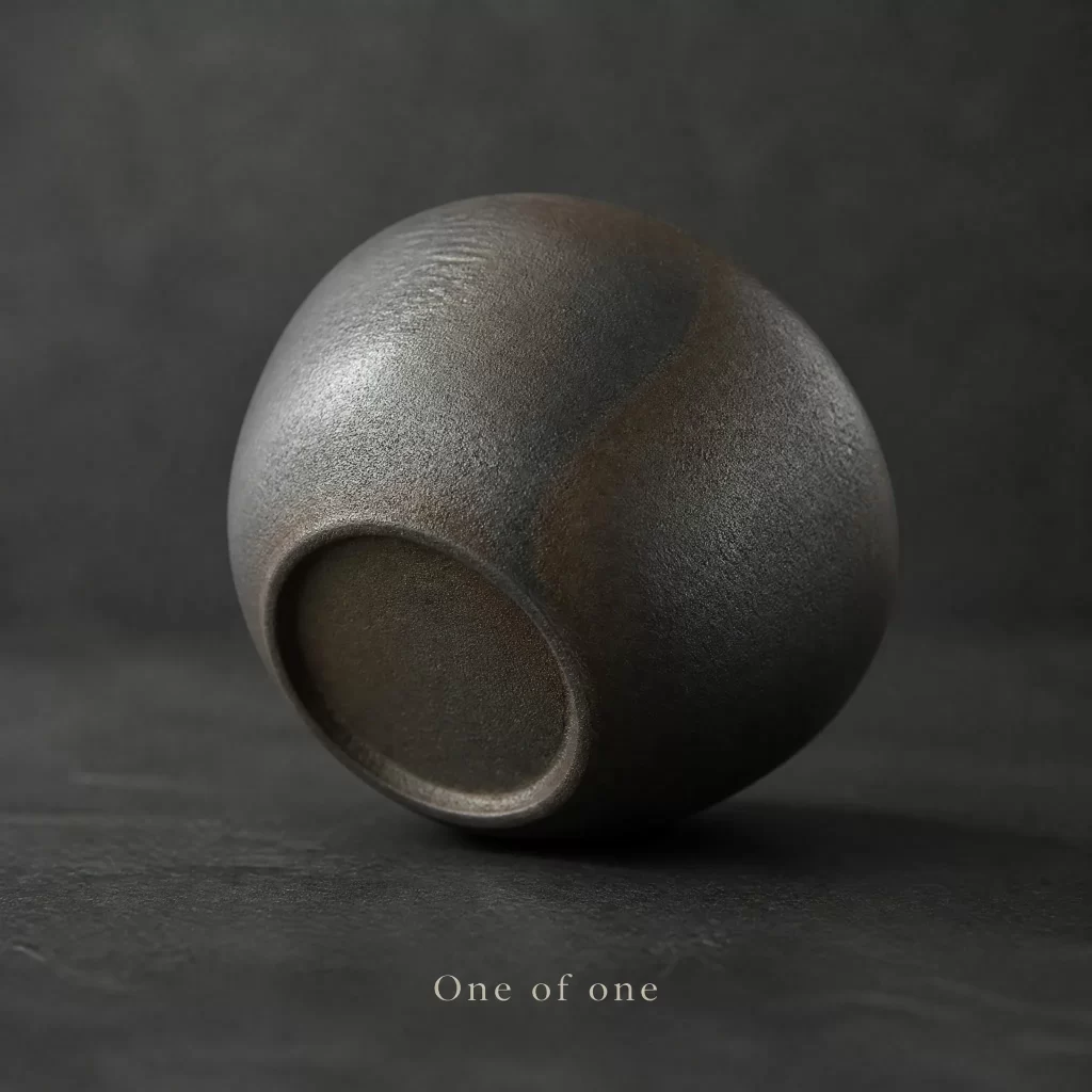 Wood-Fired Jian Zhan Teapot Stand — Iron-Clay, Natural Taiji Pattern, Natural Ash Variation detail 5