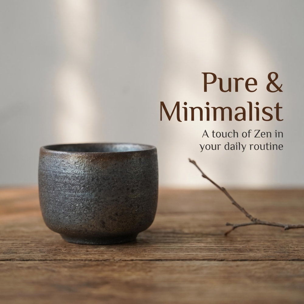 85cc Hand-Thrown Wood Fired Teacup, Iron Tire Clay, Minimalist Design detail 5