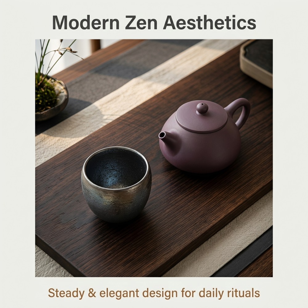 Handmade Wood-Fired Teacup, 100cc Iron Clay Golden Iridescent Finish Minimalist Modern Style detail 5