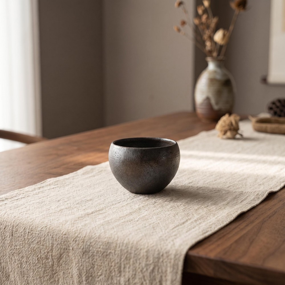 Handmade Wood-Fired Iron Clay Teacup, 85cc Minimalist Modern Small Tea Cup detail 4