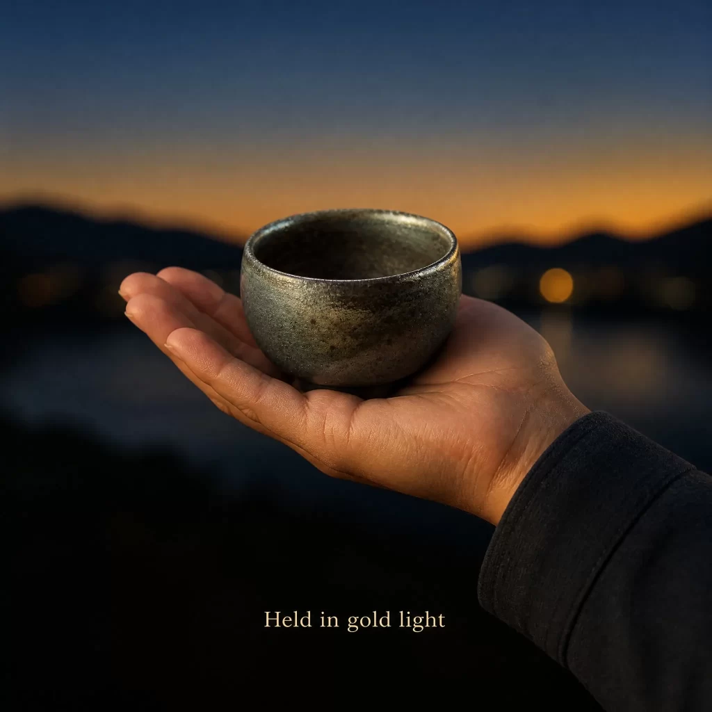 Wood-Fired Jian Zhan Tea Cup — Iron-Clay, Gold-Accented Ash Glaze, Natural Ash Variation, 70 ml detail 7