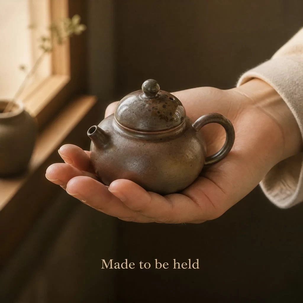Handmade Wood-Fired Iron Clay Teapot | Natural Glaze Gongfu Tea Pot with Fruitwood Firing, 75 ml detail 7