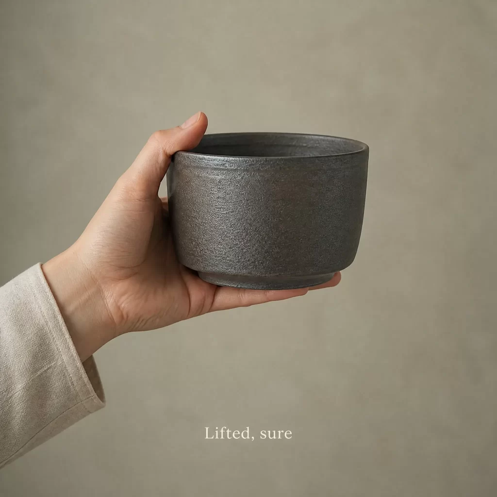 Wood-Fired Jian Zhan Tea Wastewater Bowl — Iron-Clay, Natural Ash Variation, Quiet Rustic Character detail 7
