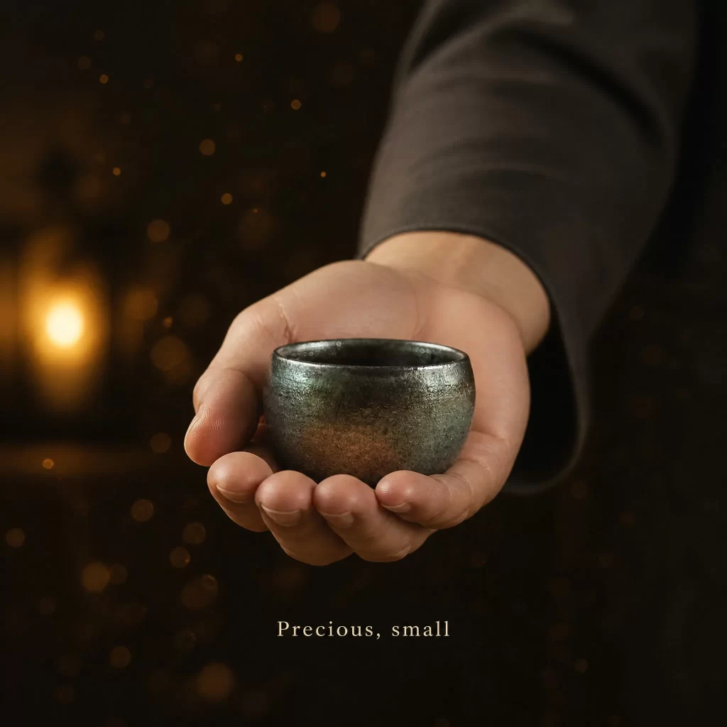 Wood-Fired Jian Zhan Tea Cup — Iron-Clay, Gold-Accented Ash Glaze, Refined Character, 70 ml detail 7