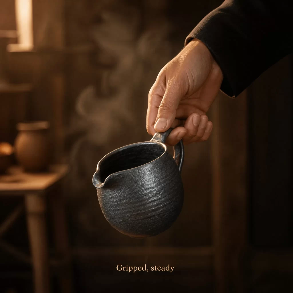 Wood-Fired Jian Zhan Fairness Pitcher — Iron-Clay, Natural Ash Variation, Quiet Rustic Character, 170 ml detail 7