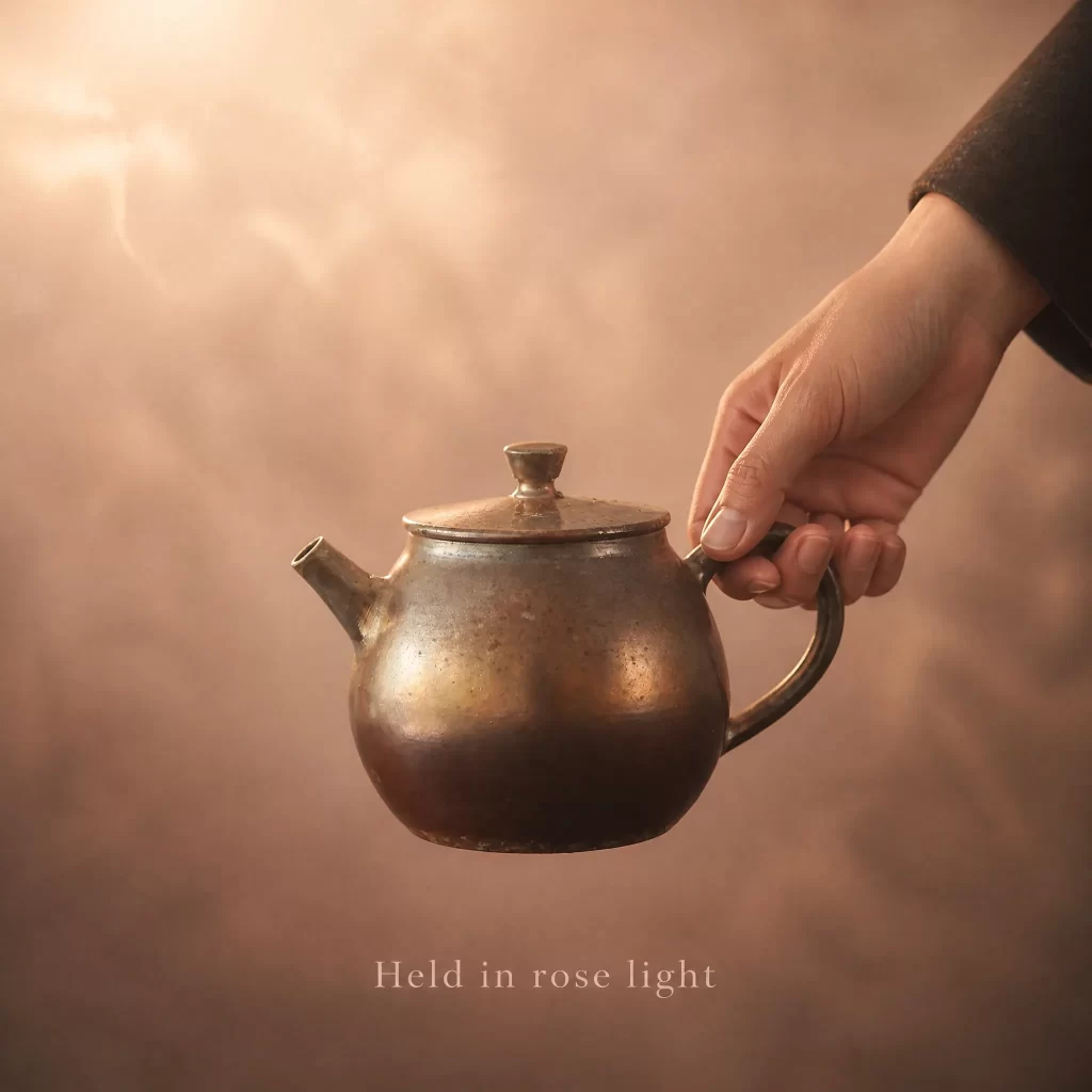 Wood-Fired Jian Zhan Teapot — Heng, Fine-Clay, Contrasting Sides, Rose-Gold Glaze, 125 ml detail 7