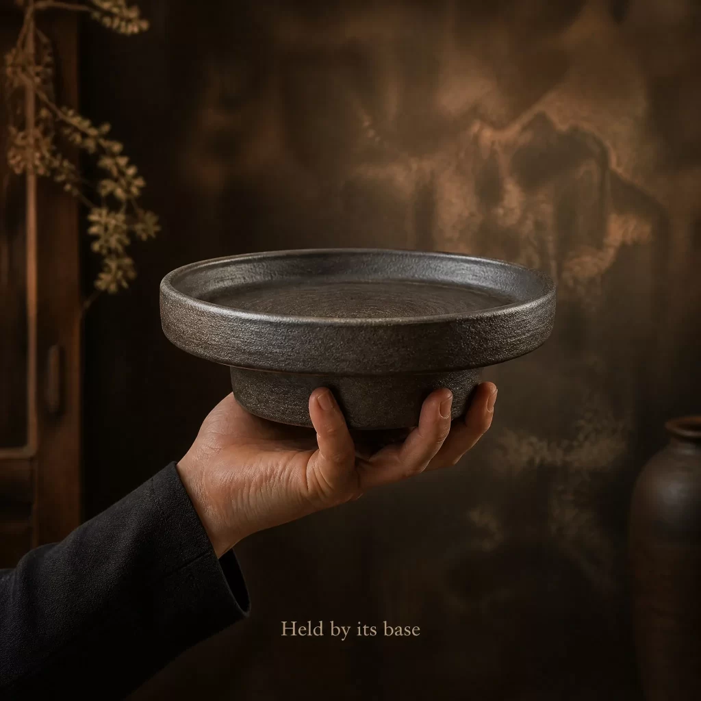 Wood-Fired Jian Zhan Teapot Stand — Rust Ash, 17.7 cm detail 7