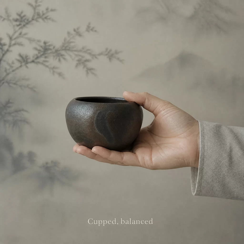 Wood-Fired Jian Zhan Teapot Stand — Iron-Clay, Natural Taiji Pattern, Natural Ash Variation detail 7