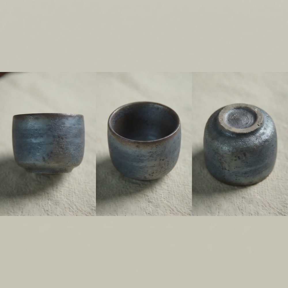 85cc Hand-Thrown Wood Fired Teacup, Iron Tire Clay, Minimalist Design detail 7