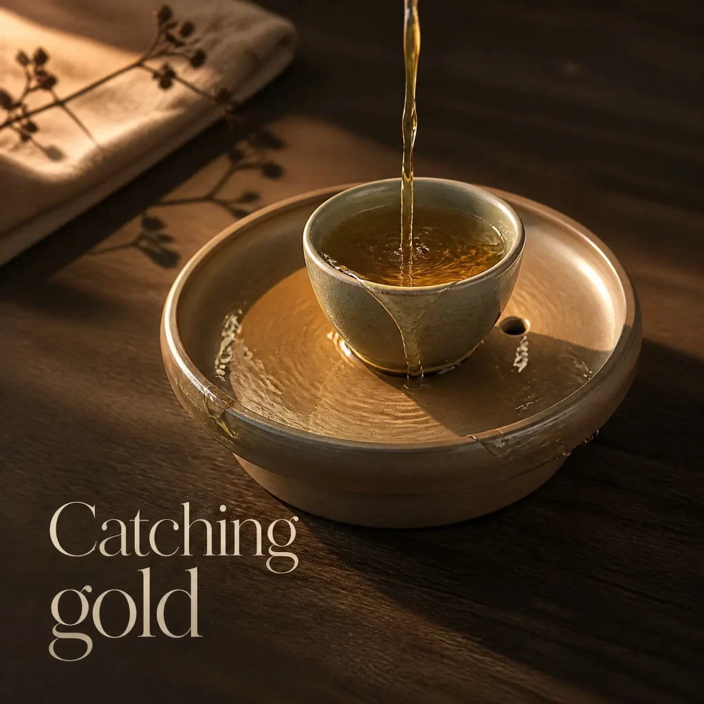 Wood-Fired Jian Zhan Teapot Stand — Fine-Clay, Champagne-Gold Glaze, Natural Ash Variation detail 8